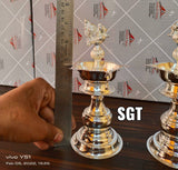 SHRADDHA, PAIR OF 2 GERMAN SILVER PEACOCK LAMPS-SN001S