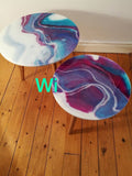 SET OF 2 , EPOXY RESIN PINE WOOD COFFEE STOOL-ANU001RST