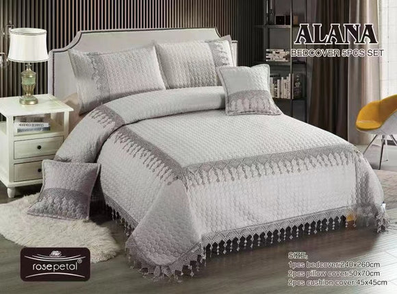 ALANA, PREMIUM RANGE OF KING SIZE BED COVER SET WITH CUSHION COVERS-PREET001ALGR