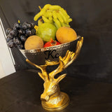 ELEGANT NICKEL PLATED BOWL WITH GOLD FINISH REINDEER STAND FRUIT  BOWL -ANUB001RB