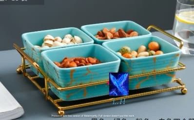 BLUE DESIGNER SERVING PLATTER TRAY WITH BOWLS -MK001SP4