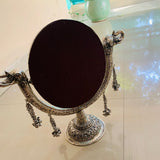 ASHIQUI , GERMAN SILVER OVAL MIRROR WITH STAND-MK001OM