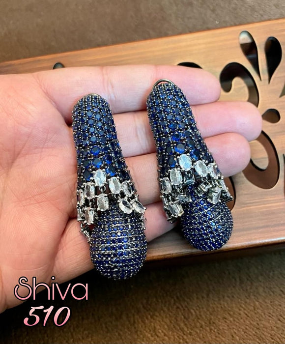 CRYSTA, ELEGANT BLUE STONE EARRINGS FOR WOMEN -SOC001BSE