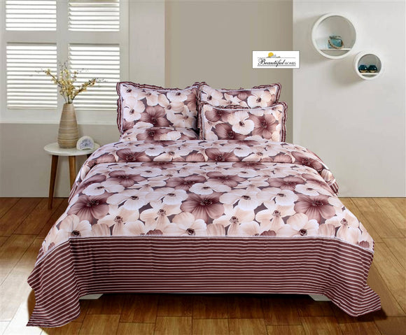 ROSE-MARRY  KING SIZE DESIGNER BEDSHEETS WITH  FRILLED PILLOW COVERS-PREET001RMA