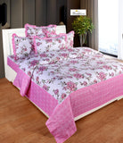 ROSE-MARRY  KING SIZE DESIGNER BEDSHEETS WITH  FRILLED PILLOW COVERS-PREET001RMP