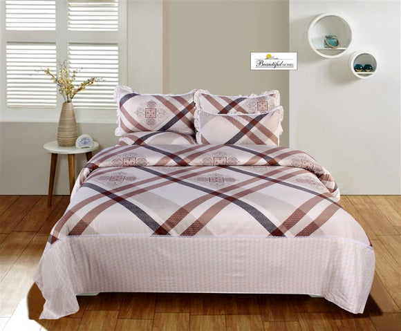 ROSE-MARRY  KING SIZE DESIGNER BEDSHEETS WITH  FRILLED PILLOW COVERS-PREET001RMBE
