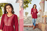 TIPS & TOPS, Launching New Catalogue ,SET OF 9 SHORT EMBROIDERED TOPS-OM001TT
