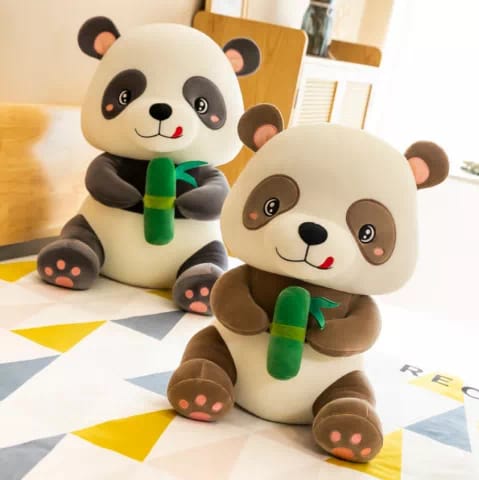Cute and soft little panda holding bamboo, plush panda toy-OKG001PT