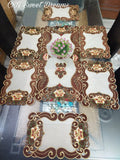 LAVINA, Combo of Beautiful Design  Cut work Self Silk Embroidery Dining table Runner with Placemats-SARA001CF