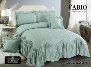 SEA GREEN SHADE , QUILTED KING SIZE BED COVER WITH 2 PILLOW COVERS AND CUSHION COVERS-PREET001FABSG