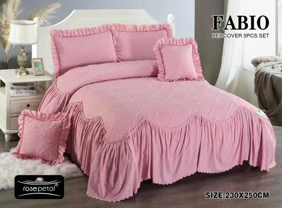PINK  SHADE , QUILTED KING SIZE BED COVER WITH 2 PILLOW COVERS AND CUSHION COVERS-PREET001FABP