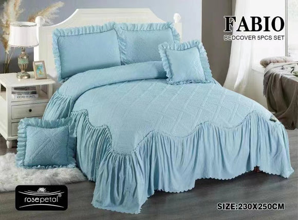 PASTEL BLUE  SHADE , QUILTED KING SIZE BED COVER WITH 2 PILLOW COVERS AND CUSHION COVERS-PREET001FABP