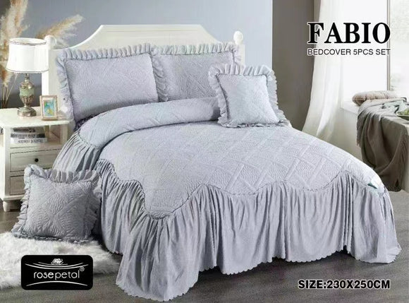 LILAC  SHADE , QUILTED KING SIZE BED COVER WITH 2 PILLOW COVERS AND CUSHION COVERS-PREET001FABLI