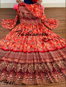Premium Georgette Angrakha Pattern Gown with Beautiful Hand work overall and Lining inside…And Beautiful Sleeves-FOF001AG
