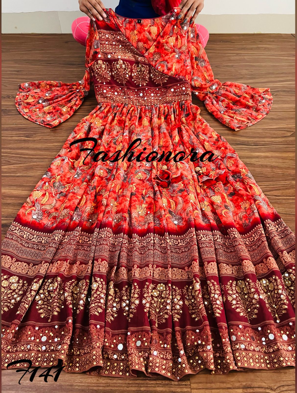 fcity.in - Womens Cotton Anarkali Tier Pattern Gown With Beautiful  Embroidery
