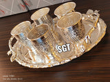 MAYANK , Full set impressive  German silver washable tray with German silver set of 5 Glasses- SN001GT6