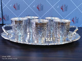 MAYANK , Full set impressive  German silver washable tray with German silver set of 5 Glasses- SN001GT6