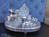 SARAYU , Full set impressive  German silver washable  Pooja Set-SN001PSS