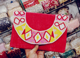 VICTORIA RED , ELEGANT BOHO BEAD CLUTCH FOR WOMEN -PRIYA001BCR