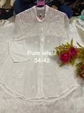 SUMMER SPECIAL  WHITE GEORGETTE  CHIKANKARI SHORT TOP FOR WOMEN -FOF001CSTW