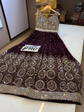 Pure Georgette Long Gown with Resham thread and Big sequins work all over Gown -FOF001CBG