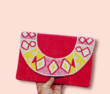 VICTORIA RED , ELEGANT BOHO BEAD CLUTCH FOR WOMEN -PRIYA001BCR