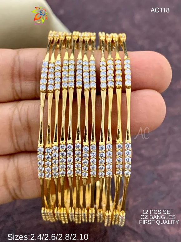 PALASIA, ELEGANT GOLD FINISH DIAMOND STONE BANGLE SET FOR WOMEN -LR001BSWP