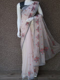 Beautiful Embroidery on Organza Saree with Contrast Blouse Piece and Piping-KIA001POS