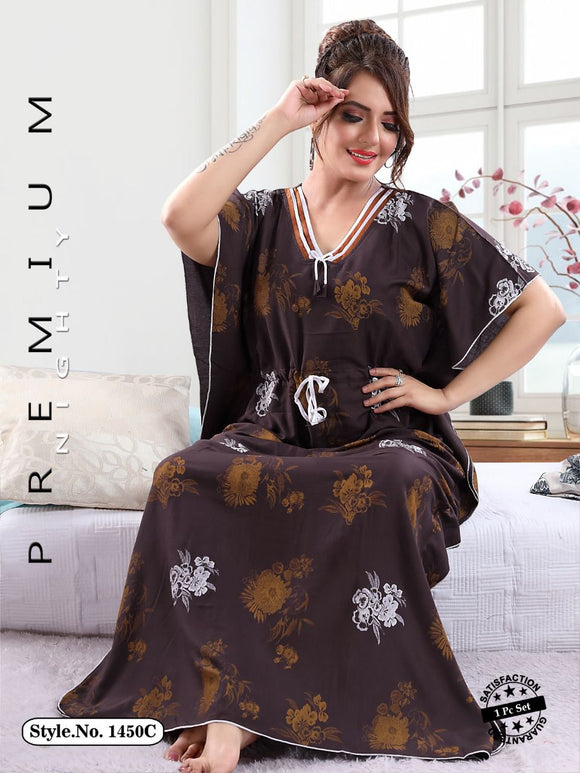 Deep Brown  Luxury Premium Quality Rayon Kaftan for Women-LYF001KBR