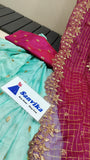 SANVIKA , Beautiful high quality jute silk lehenga with constant big border work duppata and designer blouse -GARI001L