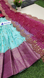 SANVIKA , Beautiful high quality jute silk lehenga with constant big border work duppata and designer blouse -GARI001L