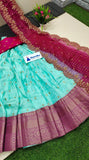 SANVIKA , Beautiful high quality jute silk lehenga with constant big border work duppata and designer blouse -GARI001L