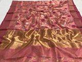 SOUNDARYA, ONION PINK CHANDERI SILK SAREE FOR WOMEN -SA001OP