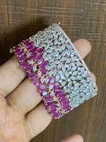 ZUFI PINK, Zircon diamond broad opening bracelet in rose gold and white gold finish-LR001RGWGP