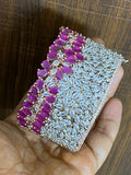 ZUFI PINK, Zircon diamond broad opening bracelet in rose gold and white gold finish-LR001RGWGP