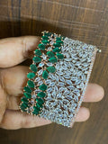 ZUFI  GREEN , Zircon diamond broad opening bracelet in rose gold and white gold finish-LR001RGWGG