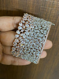 ZUFI  WHITE , Zircon diamond broad opening bracelet in rose gold and white gold finish-LR001RGWG