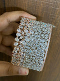 ZUFI  WHITE , Zircon diamond broad opening bracelet in rose gold and white gold finish-LR001RGWG
