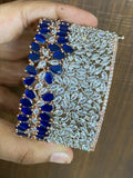 ZUFI BLUE, Zircon diamond broad opening bracelet in rose gold and white gold finish-LR001RGWGB