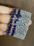 ZUFI BLUE, Zircon diamond broad opening bracelet in rose gold and white gold finish-LR001RGWGB