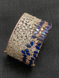 ZUFI BLUE, Zircon diamond broad opening bracelet in rose gold and white gold finish-LR001RGWGB