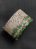 ZUFI  GREEN , Zircon diamond broad opening bracelet in rose gold and white gold finish-LR001RGWGG