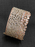 ZUFI  WHITE , Zircon diamond broad opening bracelet in rose gold and white gold finish-LR001RGWG