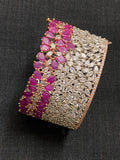ZUFI PINK, Zircon diamond broad opening bracelet in rose gold and white gold finish-LR001RGWGP