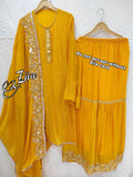 Ziia Exclusive Collection Yellow Kurta Sharara and Duppatta for women -RIDA001Y