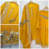 Ziia Exclusive Collection Yellow Kurta Sharara and Duppatta for women -RIDA001Y