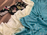 PURE SATIN CREPE SAREE WITH READY MADE BLOUSE FOR WOMEN-FOF001RWSBL