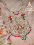 Embroidered Chanderi Top  with Zardozi, Gota Patti, & Pearl Work Salwar suit material for women -SANWA001SSP