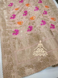 Embroidered Chanderi Top  with Zardozi, Gota Patti, & Pearl Work Salwar suit material for women -SANWA001SSP