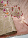 Embroidered Chanderi Top  with Zardozi, Gota Patti, & Pearl Work Salwar suit material for women -SANWA001SSP